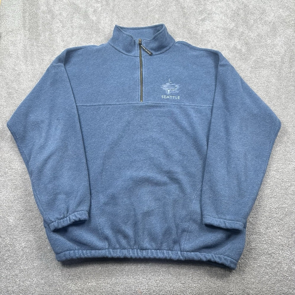 Seattle Tower Fleece 1/4 Zip Pullover Sweatshirt Size XXL Tahoe active Made USA